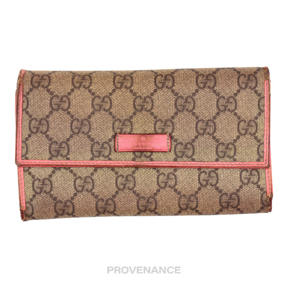 🔴 Gucci Long Wallet - GG Supreme Pink - Picture 1 of 5